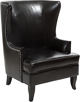 high back winged armchair