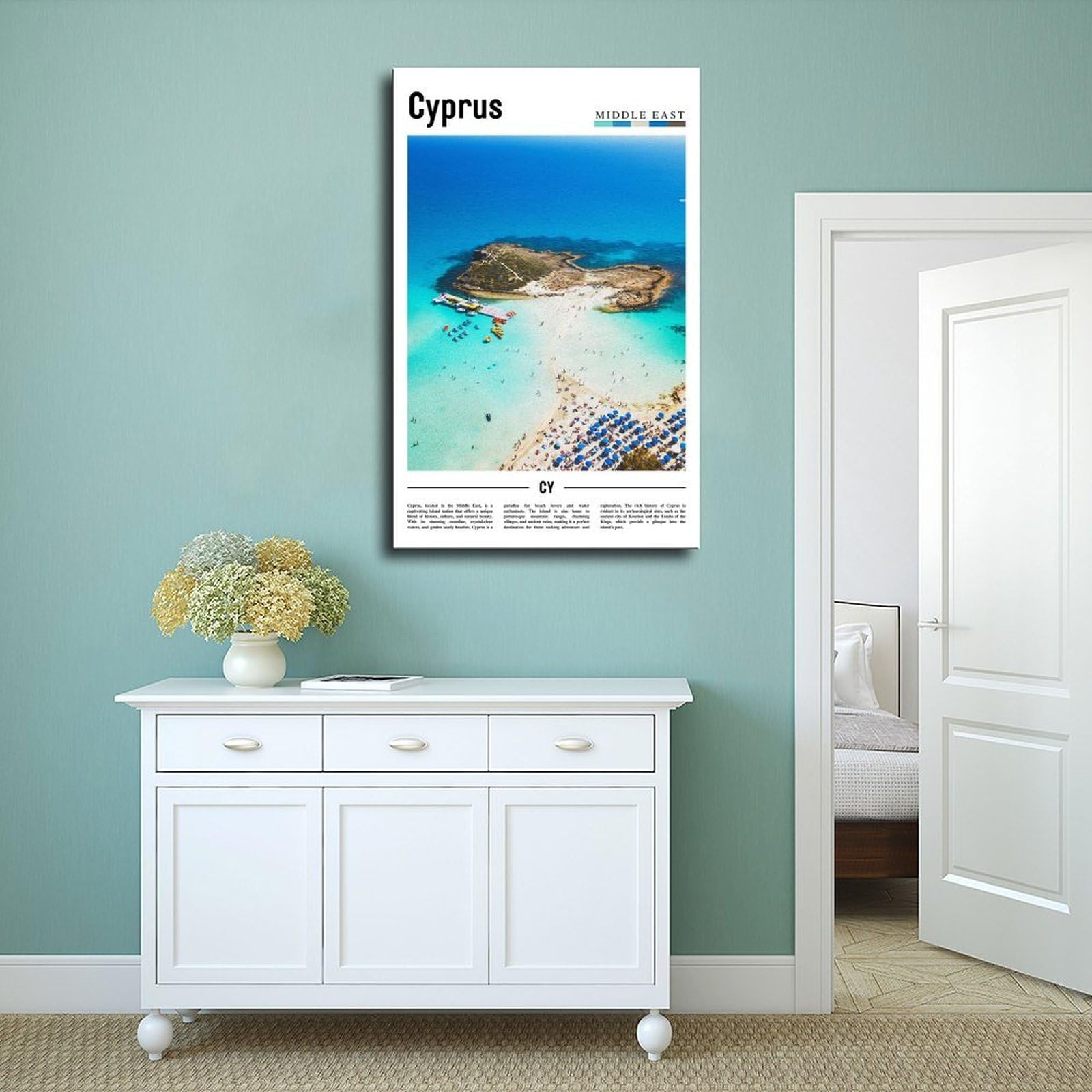 NEOHI Cypr Bliski Wschód plakat podróżny słynnej azjatyckiej scenerii miasta płótno sztuka ścienna plakaty i wydruki pokój estetyczna sypialnia biuro dekoracja 12 x 18 cali (30 x 45 cm)