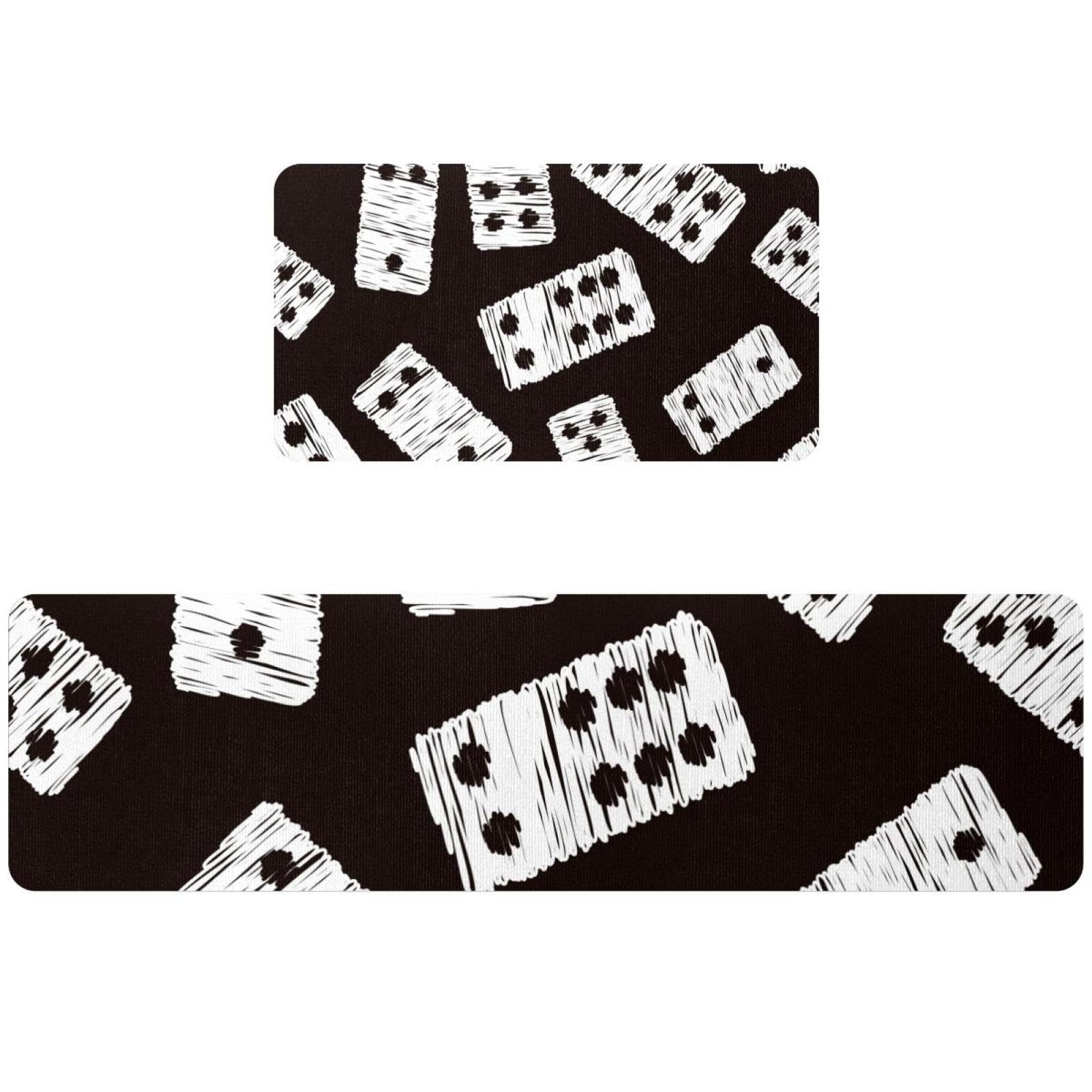 Tapis de cuisine antidérapants lavables et absorbants design domino lot de 2