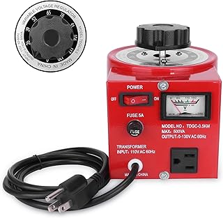 Voltage Transformer 5 Amp Auto AC Variable Voltage Regulator,500VAC Max,120VAC Input, 0-120V/130VAC Output