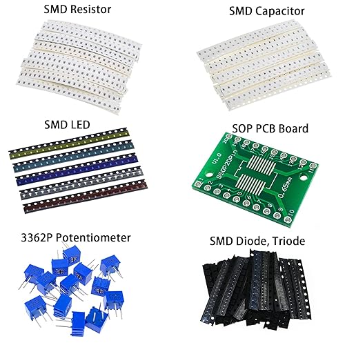 Miniatura 2 de Molence 3194PCS SMD 0603 0805 1206 DIY Kit de componentes electrónicos surtido, resistencia, condensador, LED, PCB, diodo, transistor, potenciómetro