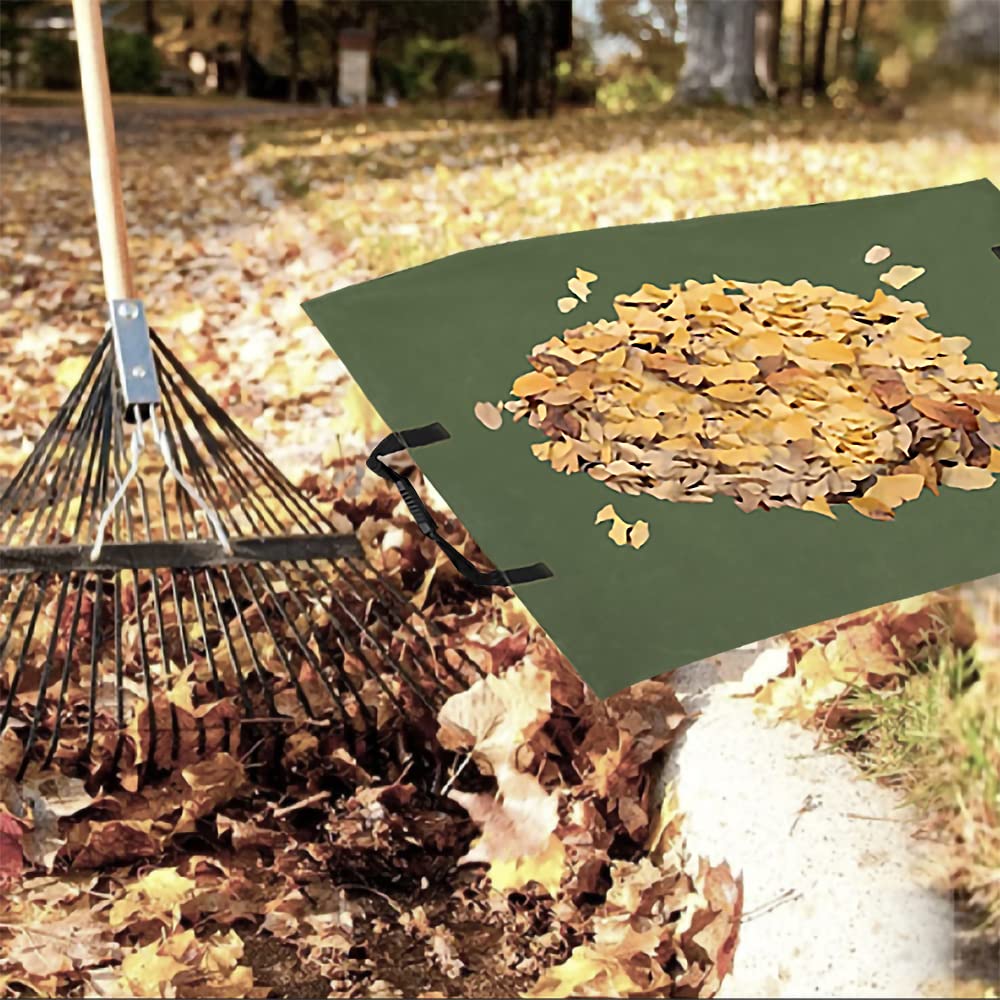 Borsa per la raccolta di foglie, riutilizzabile, da giardino, impermeabile, 2 in 1, per la raccolta di foglie, in tela resistente, pieghevole, con manici per raccogliere foglie