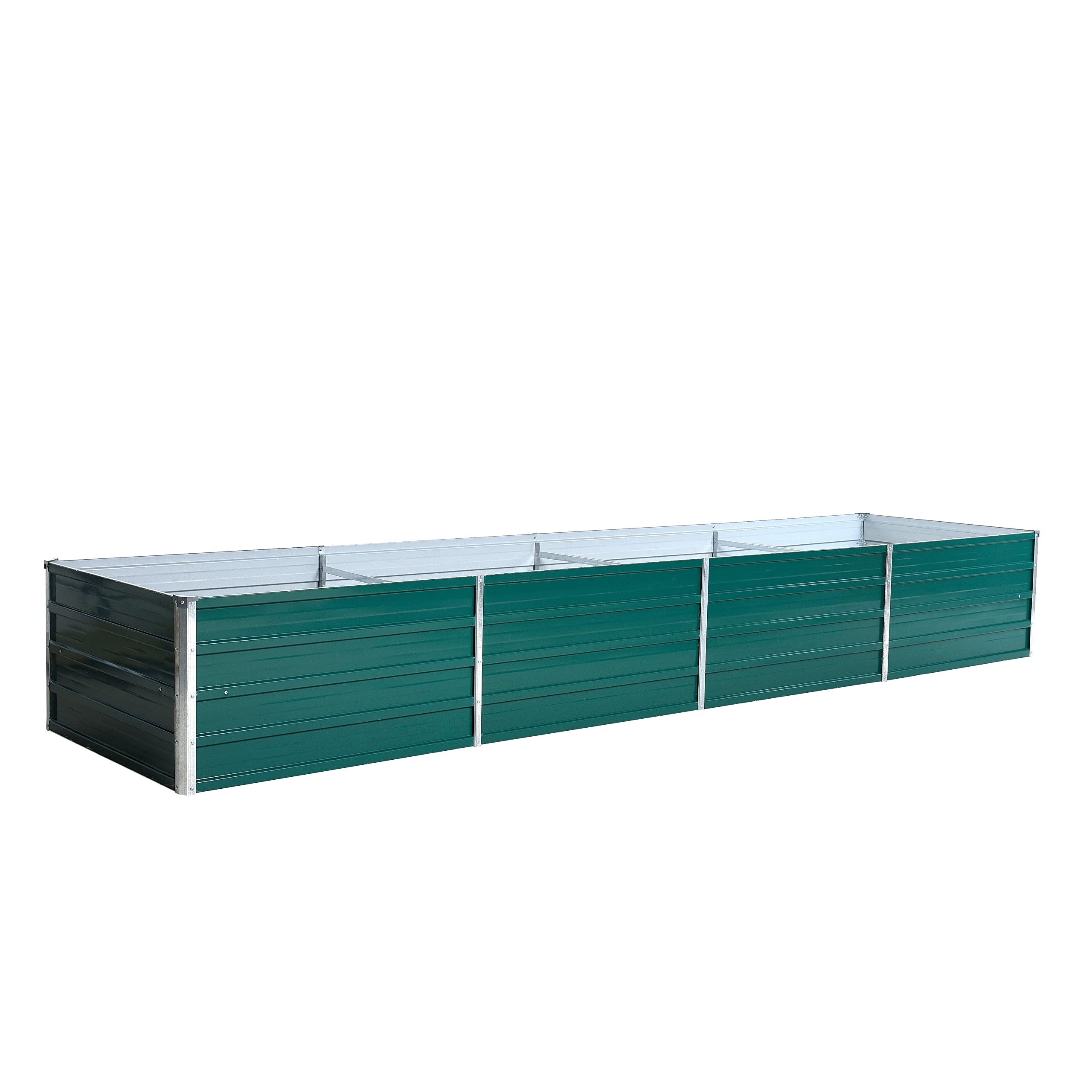ESTEXO Podwyższona grządka ogrodowa, metalowa, rabatka, skrzynka na rośliny, do ogrodu, ocynkowana, RAL 6005 (zielony mech) 320 x 80 x 45 cm