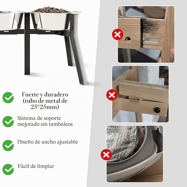 Foto 4 de 6 de ADENGL Soporte para cuencos para perros medianos y grandes, cuencos elevados para perros