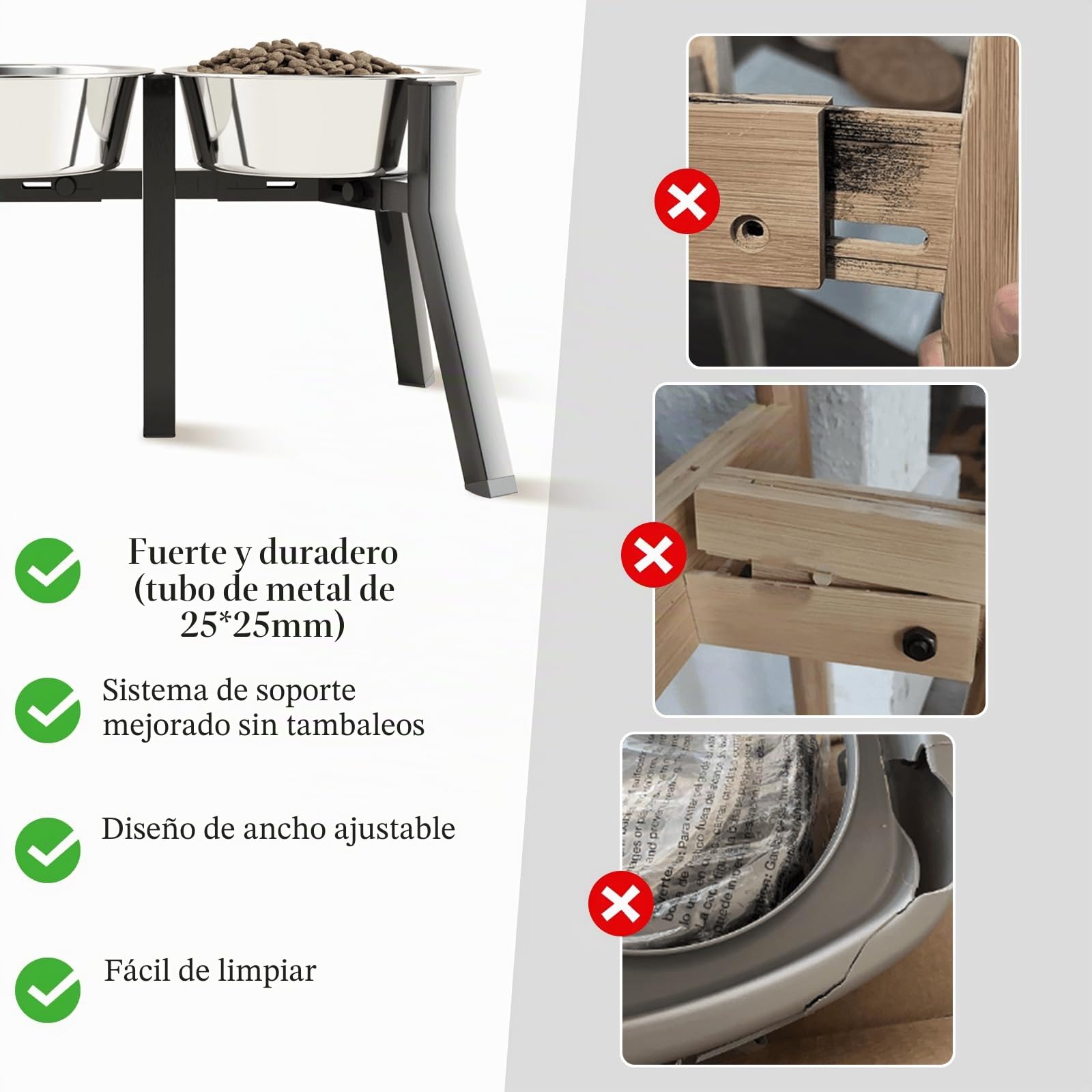 ADENGL Soporte para cuencos para perros medianos y grandes, cuencos elevados para perros, ancho ajustable para cuencos de perros de 18 a 27 cm de ancho, cuenco elevado para comida y agua para perros