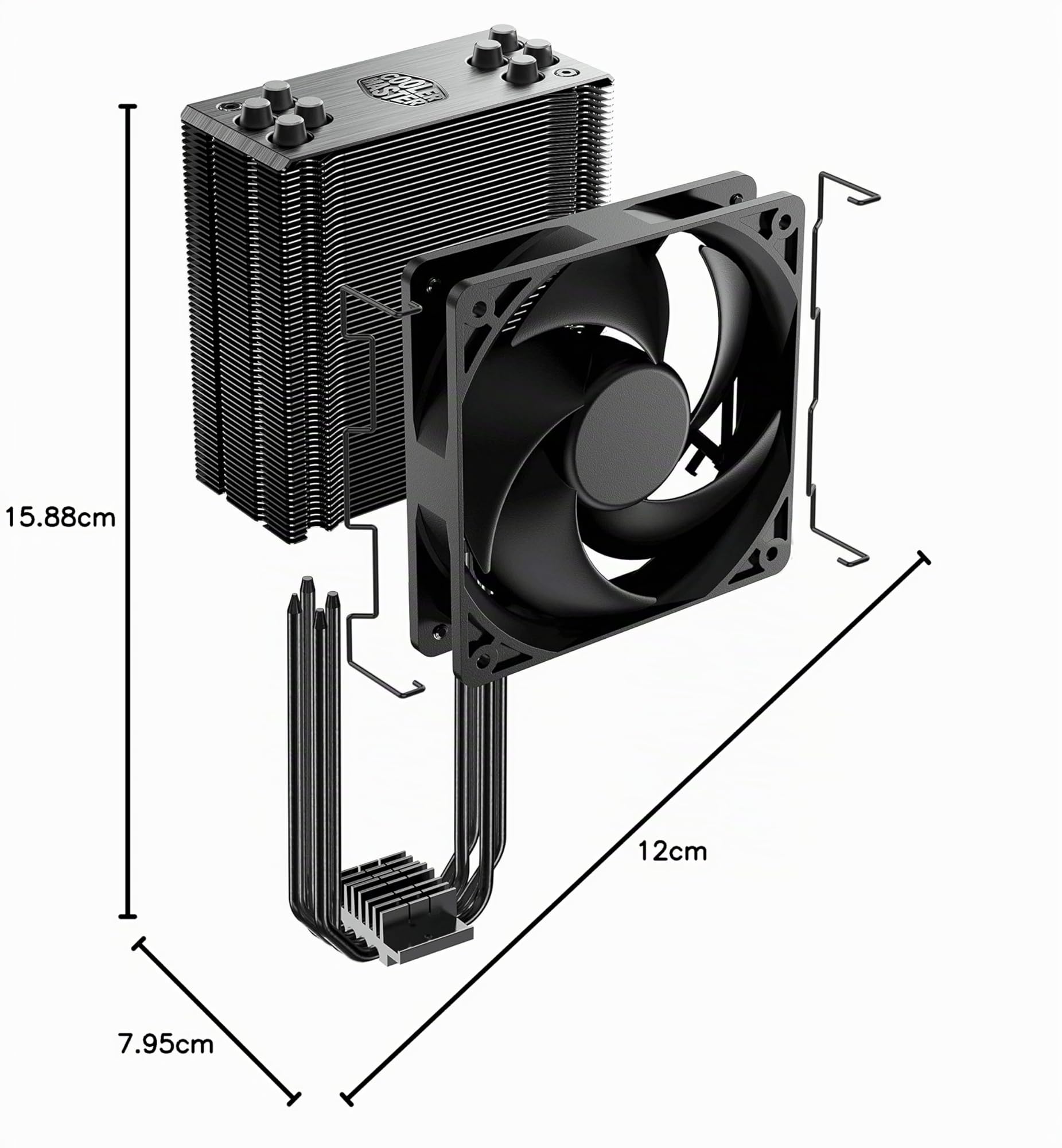 Cooler Master Hyper 212 Black Edition - Silencieux, élégant et précis, 4 caloducs à Contact Direct continu avec ailettes, Ventilateur Silencio FP120, Noir
