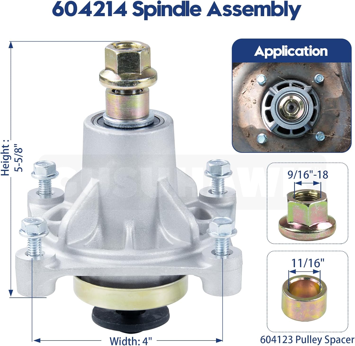 2 Pack 604214 Spindle Assembly with 603987 Pulley Replaces Hustler 604214 Spindle Assembly, Hustler Raptor Spindle 604214 for 42 inch Hustler Raptor Deck Spindle, Hustler Raptor 42 Spindle