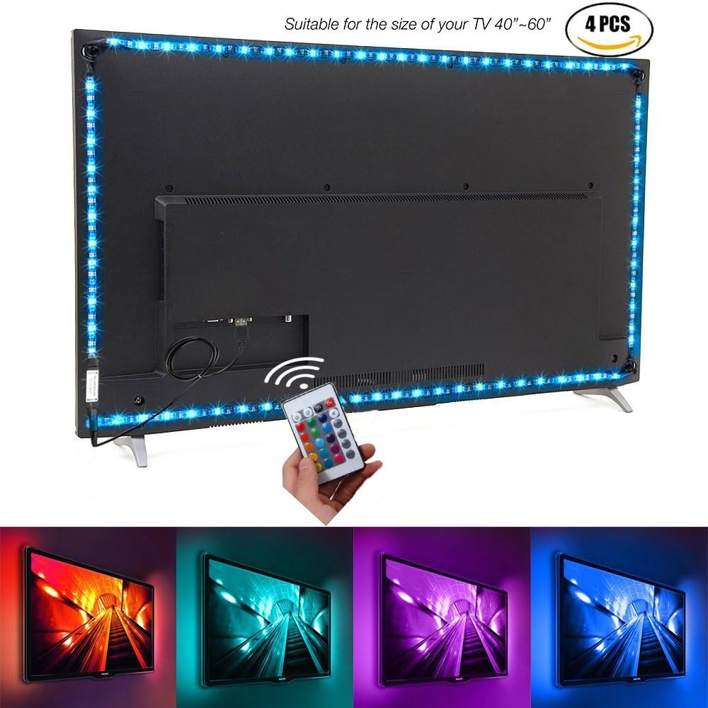 Led Strip Light TV Backlight 6.56ft for 40-60in TV, Gontic RGB Neon Accent USB HDTV PC Light Strips 16 Colors 5050 LEDs Bias Lighting with Remote Control