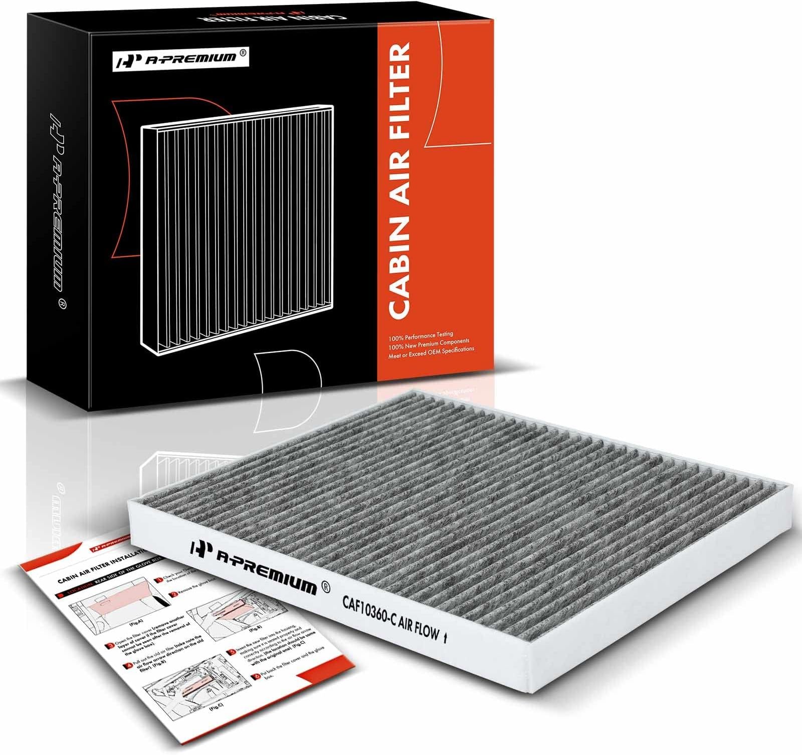 A-Premium Cabin Air Filter with Activated Carbon Compatible with Chevy, GMC, Cadillac & Hummer - Silverado, Suburban, Sierra, Yukon, Escalade, H2-2003-2004 - Behind Glove Box