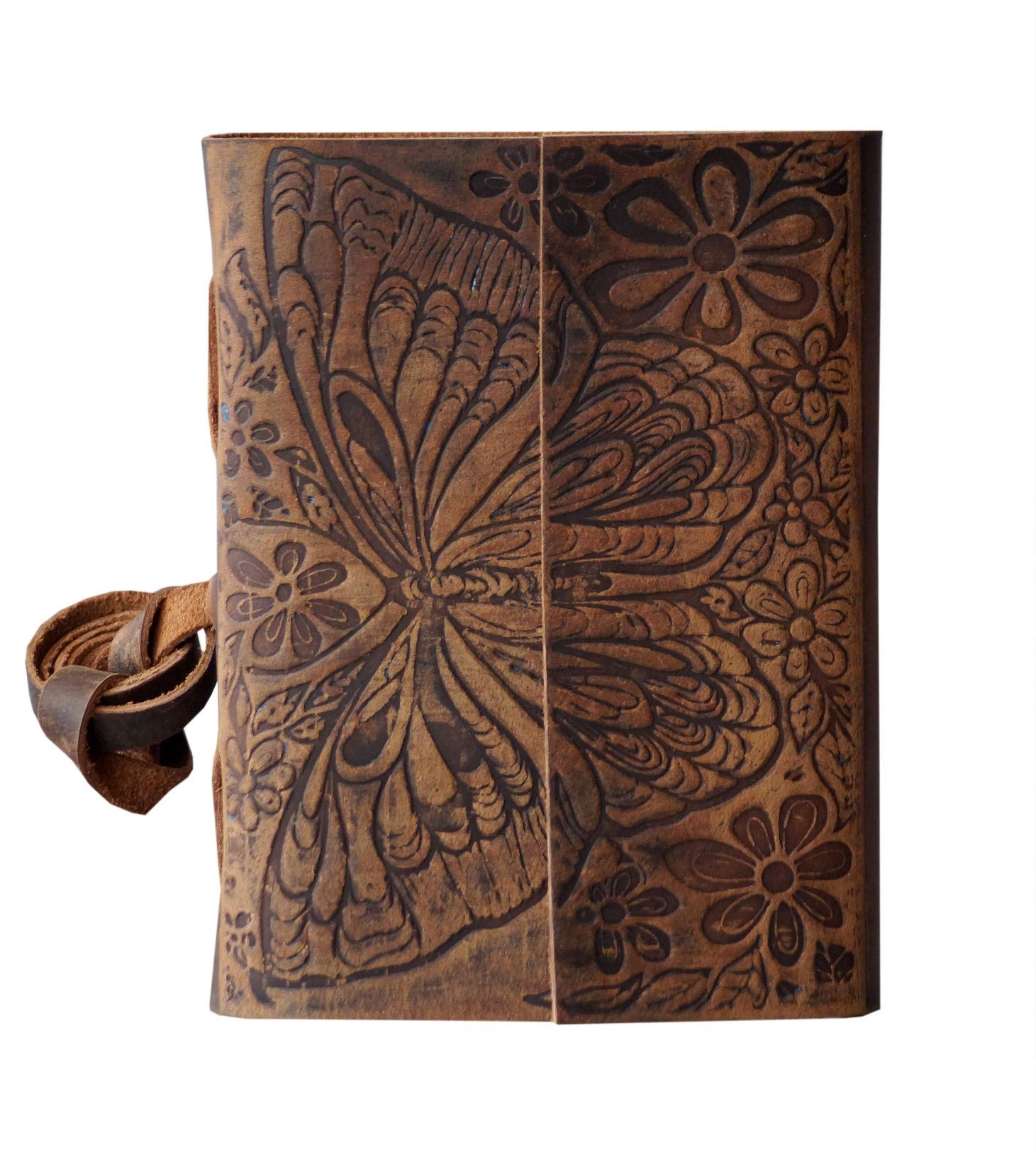 Butterfly Handmade Vintage Leather Journal Flower Embossed Office Notebook Handbook Writing Journal Diary Sketchbook Travel Journal for Men and Women Unique Graduation Gifts , Butterfly Gifts For Mom