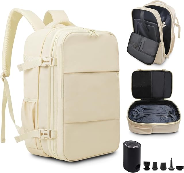 Vacuum Backpack 60L with Pump, Waterproof for 17" Laptop