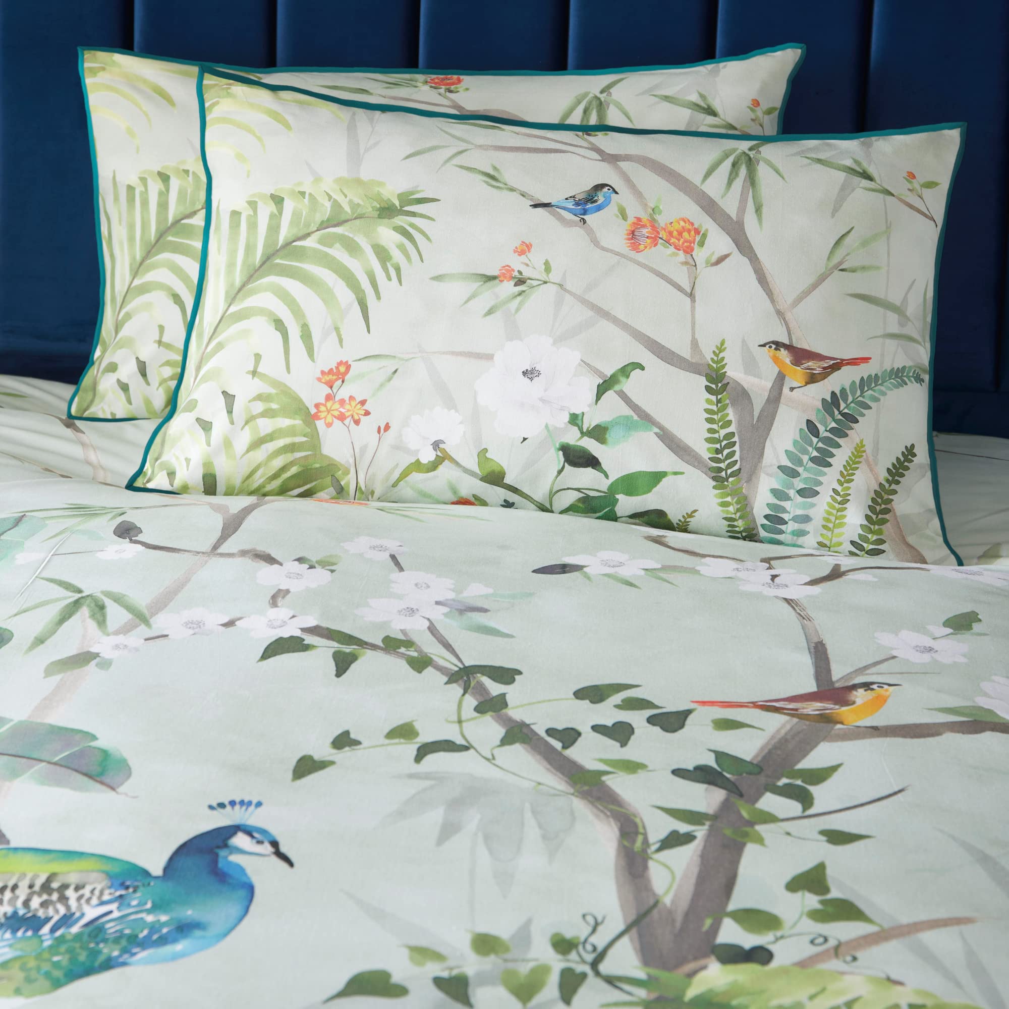 Soiree - Set copripiumino per letto matrimoniale, 100% cotone, colore: Verde