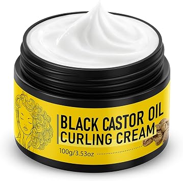 Black Castor Oil Curl Cream, Lightweight Hair Styling Cream for Frizz Control & Hydration, Curling Cream for Wavy Hair, Afro Hairstyles & Natural Curls