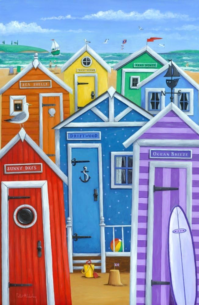 The Poster Corp Peter Adderley – Rainbow Beach Huts Fine Art Print (20.32 x 25.40 cm)