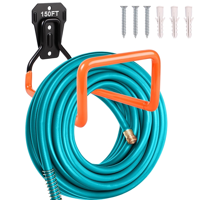 户外花园水管架墙壁挂式金属水管卷轴户外储水钩