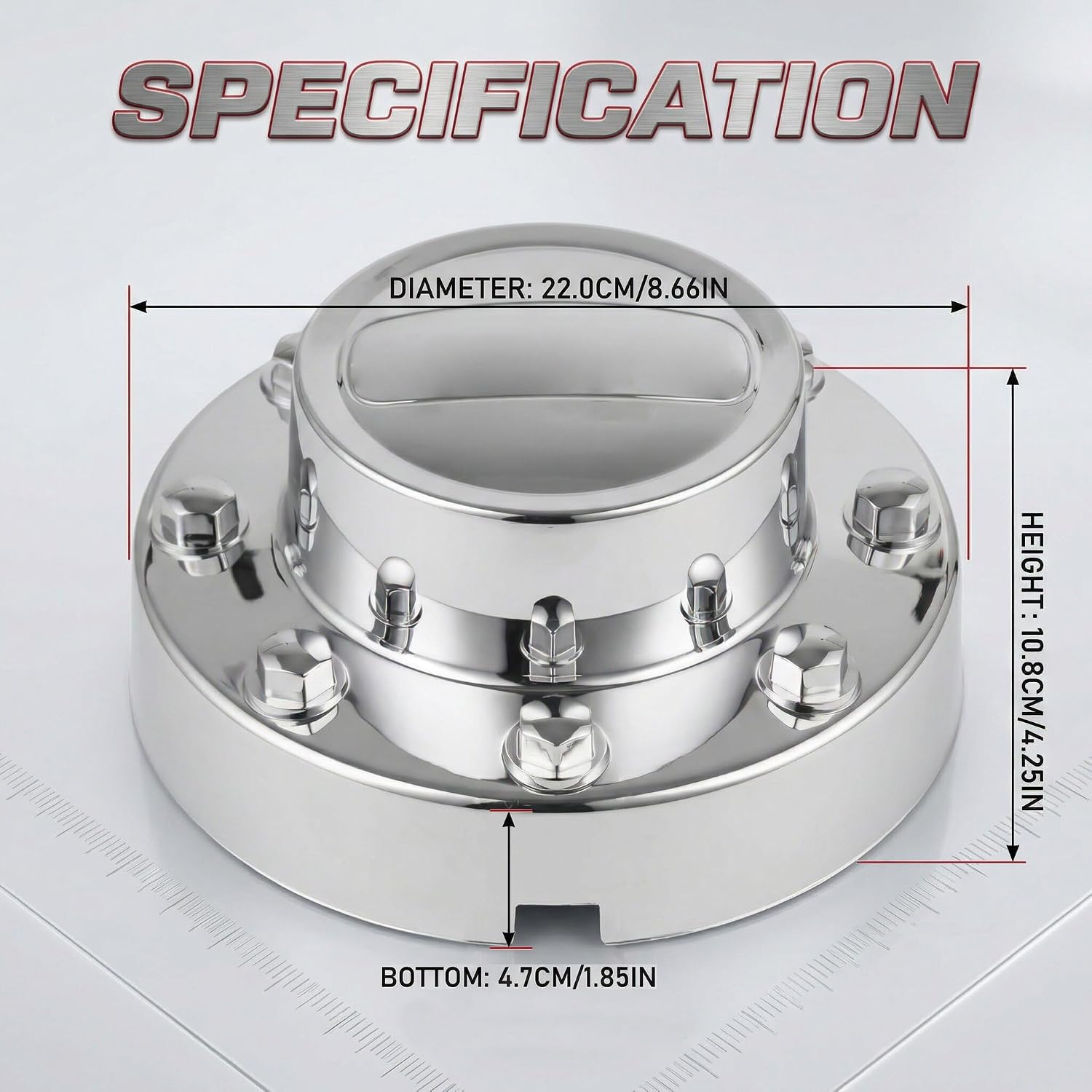 Rear Wheel Center Hub Caps Compatible with Ram 3500 Dually 2011-2018 - Chrome Replacement for 68081010AA | Fits 17" Aluminum DRW Wheels 1-Ton Truck (Set of 2)