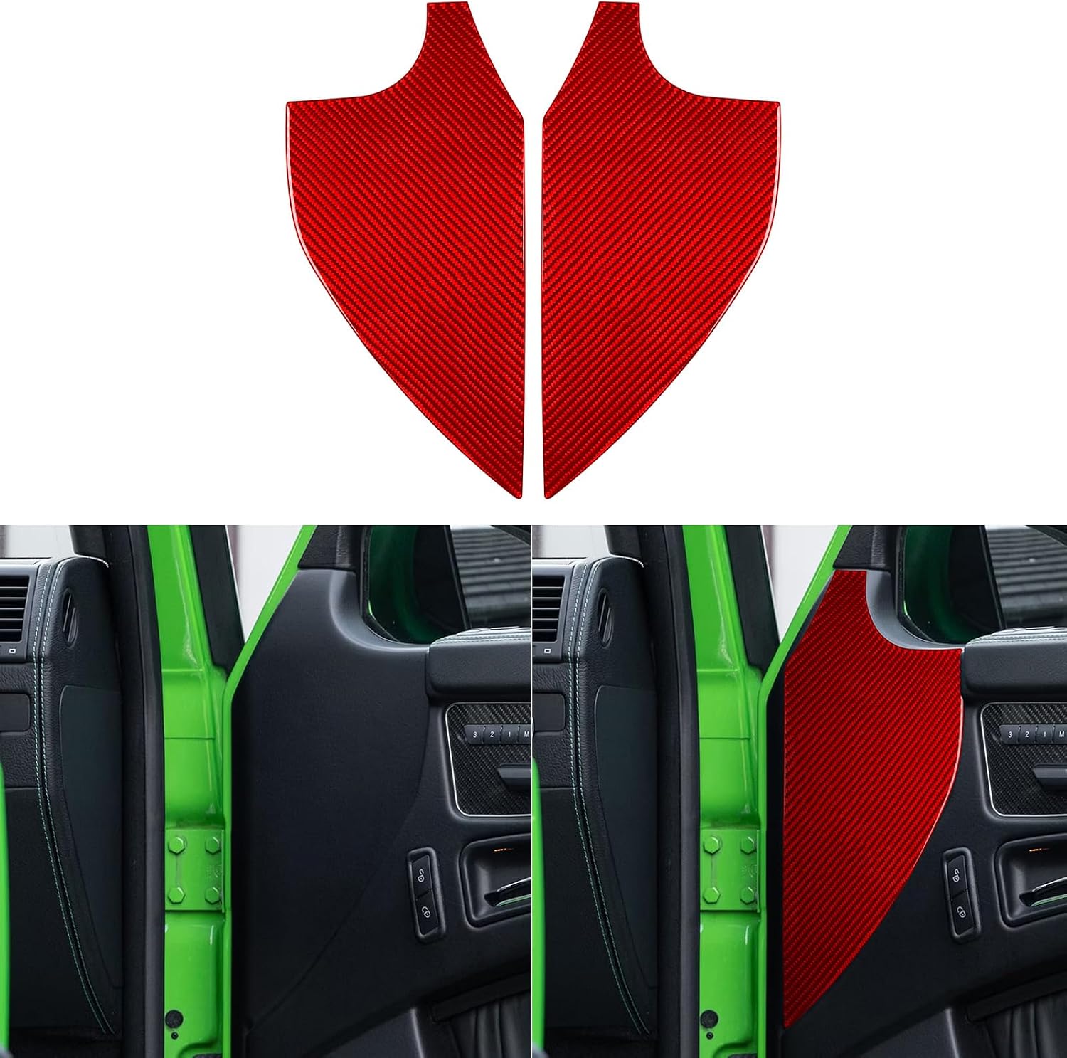 Real Carbon Fiber Compatible with Mercedes-Benz W463 G550 G63 AMG 2014-2018 2015 2016 2017 Accessories Door Groove Panel Cover Interior Trim Sticker Decal 2PCs Red