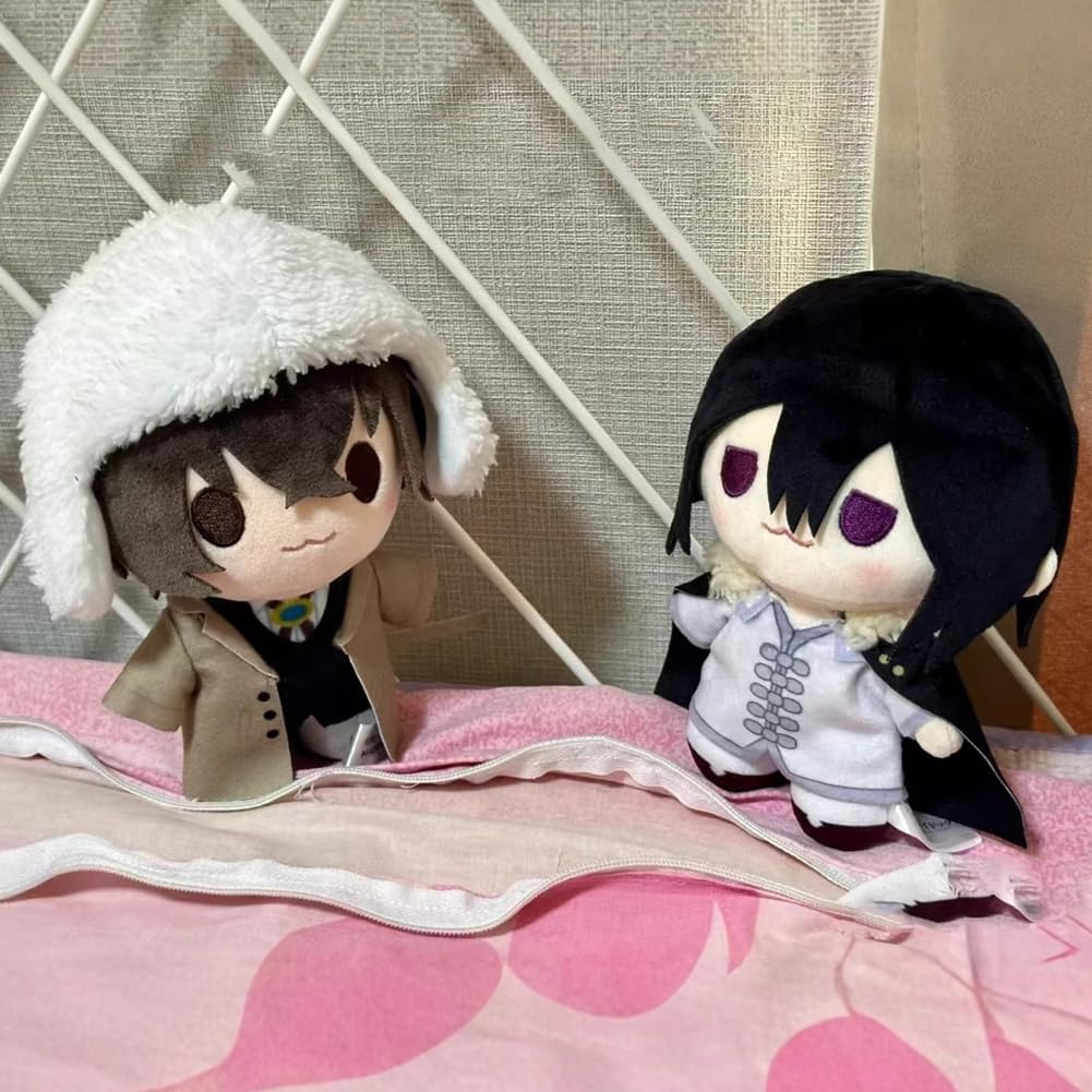 6PCS BSD Chuuya Nakahara Figure BSD Dazai Keychain 7.88'' Anime Ranpo Edogawa Mini Hug Pillow Cushion Sofa Decoration