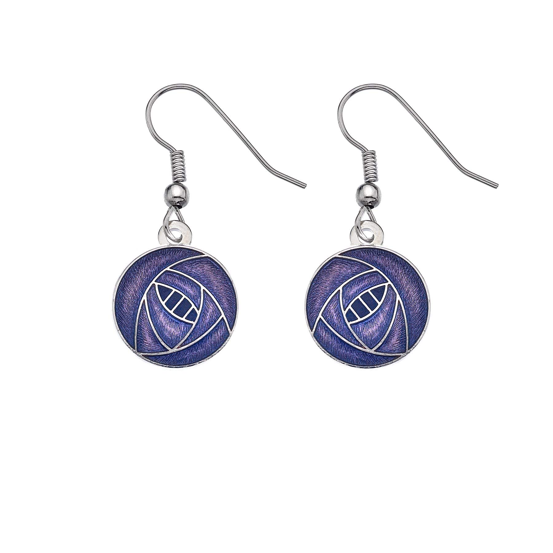 Rennie Mackintosh Inspired Round Rose 15 mm Hook Earrings
