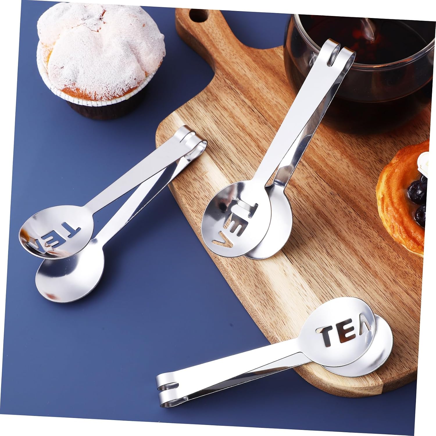 6 Piece Stainless Steel Tea Bag Squeezer Tongs, Silver