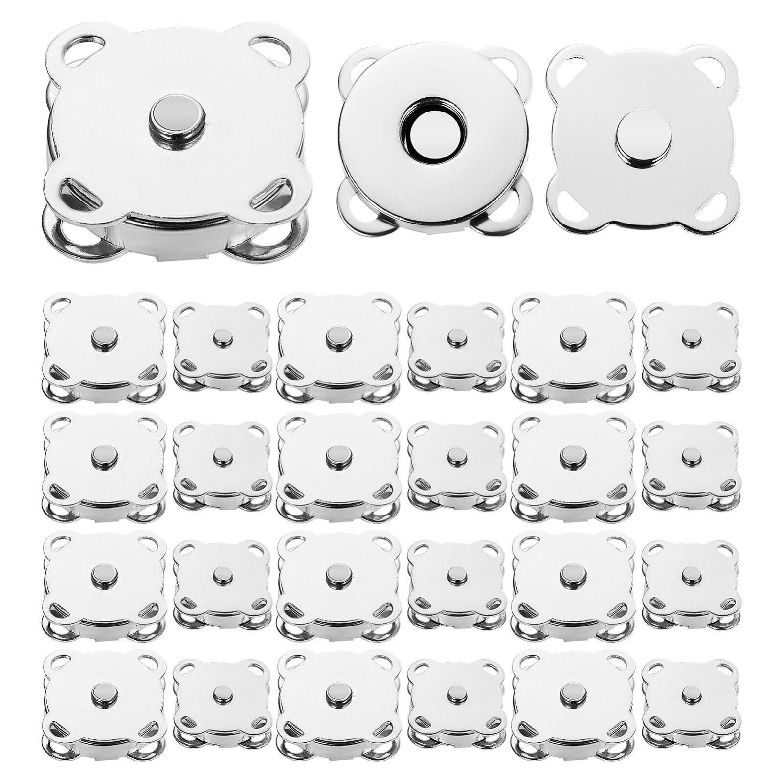 VILLCASE 30Pcs Magnetic Snaps Buttons Silver Magnetic Bag Clasps Purse Snap Clasps Handbags Snap Closure Fastener for Clothes Sewing DIY Craft
