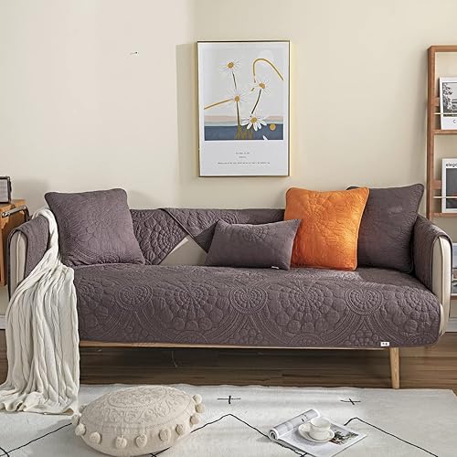 Miniatura 3 de Funda acolchada de algodón para sofá modular, diseño bohemio con círculo, bordado, color sólido, antideslizante, protector de muebles para perros,