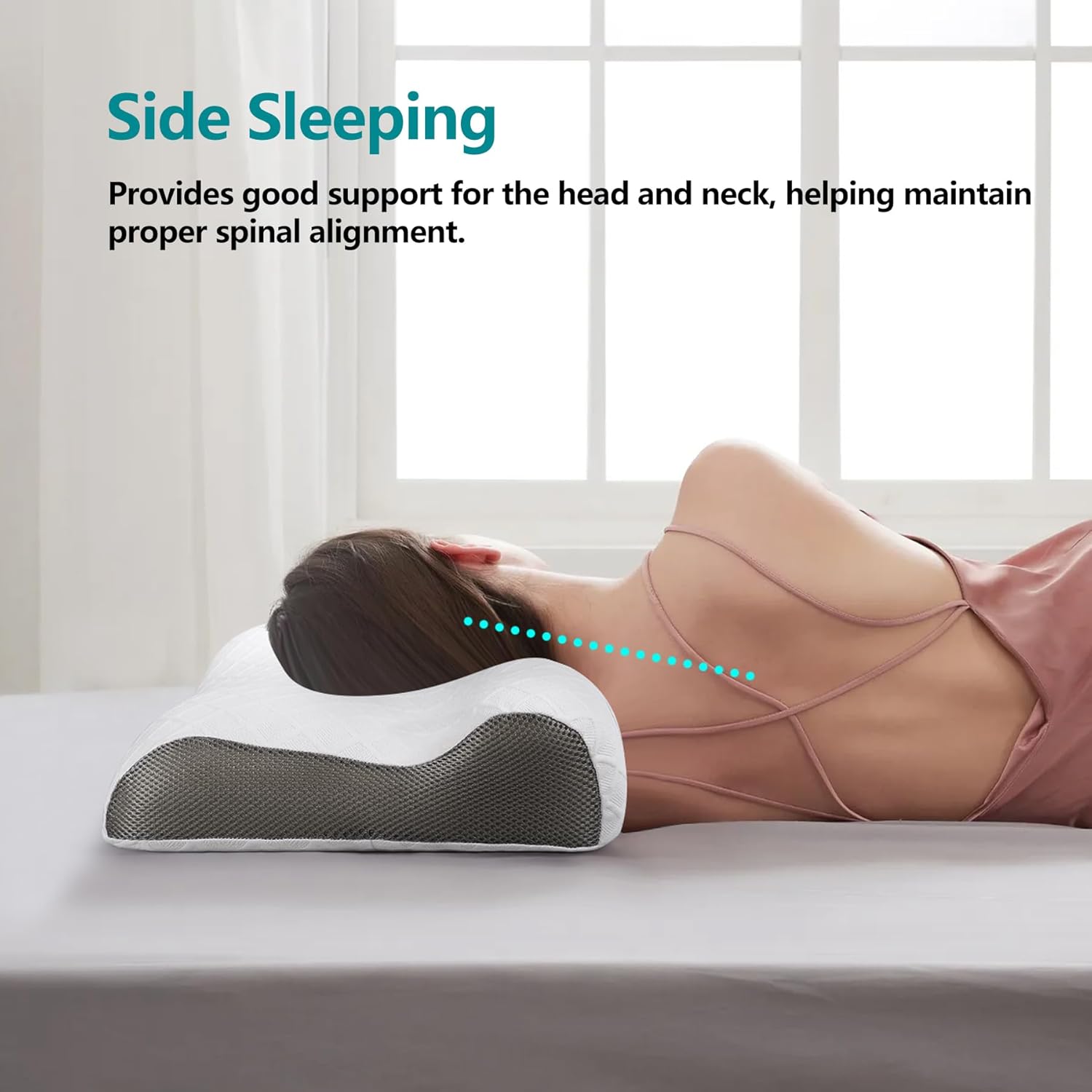 RESTCLOUD Contour Memory Foam Pillow, Cervical Neck Pillow for Neck Pain Relief, Ergonomic Memory Foam Neck Pillow for Side and Back Sleeper (Standard) - Image 5