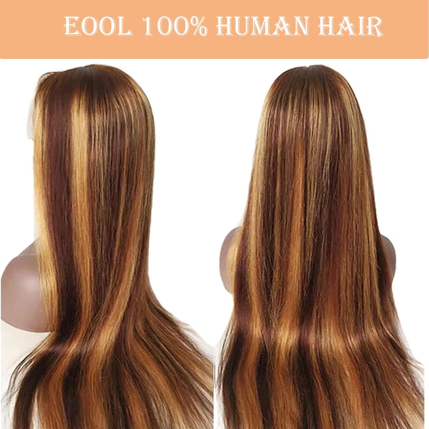 Straight Honey Blonde 200% Density HD Lace Front Human Hair Wig For Black Women,9X6 Max Part 4/27 Ombre Highlight Wear And Go Drawstring Glueless Wig Human Hair Pre Plucked Pre Cut For Beginner 20Inch - Image 2
