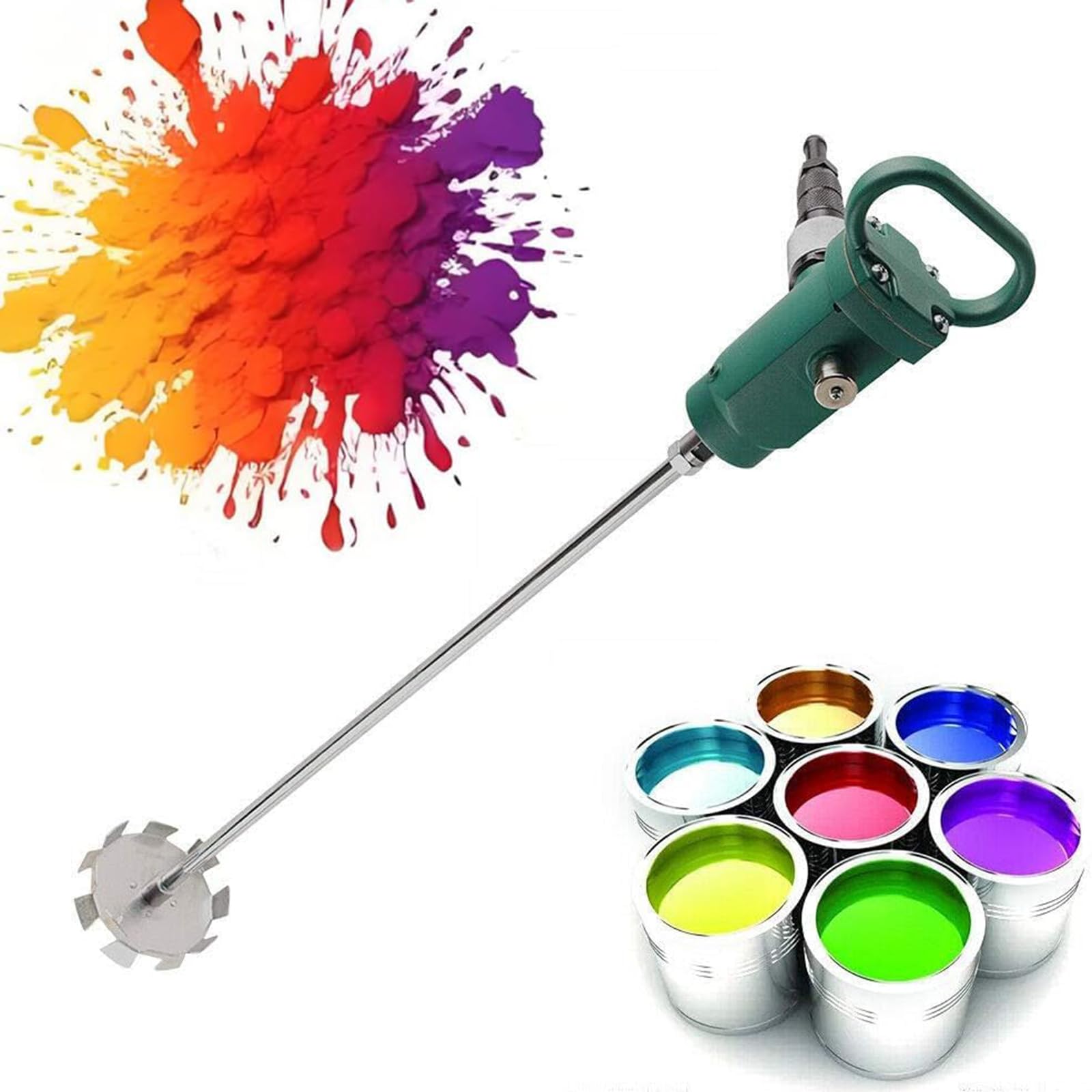 KJZQXYX Pneumatic Paint Mixer Machine,Handheld Coating Mix Machine,with Stirring Paddle, Max Speed 2500RPM,for Paint, Ink, Viscous Liquids