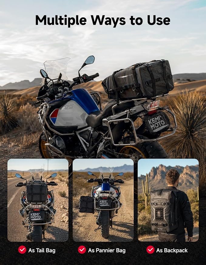 Bolsa trasera impermeable para motocicleta 35L miniatura 5