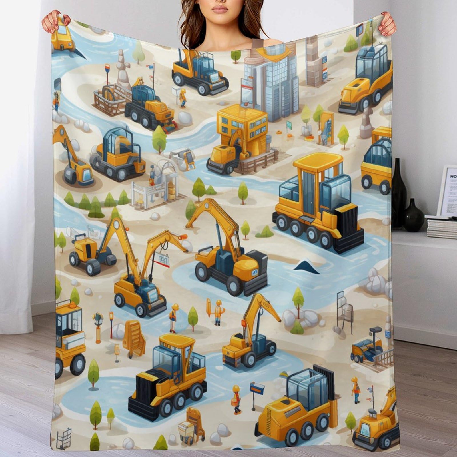 Couverture polaire chantier de construction plaid canapé lit 150x200cm