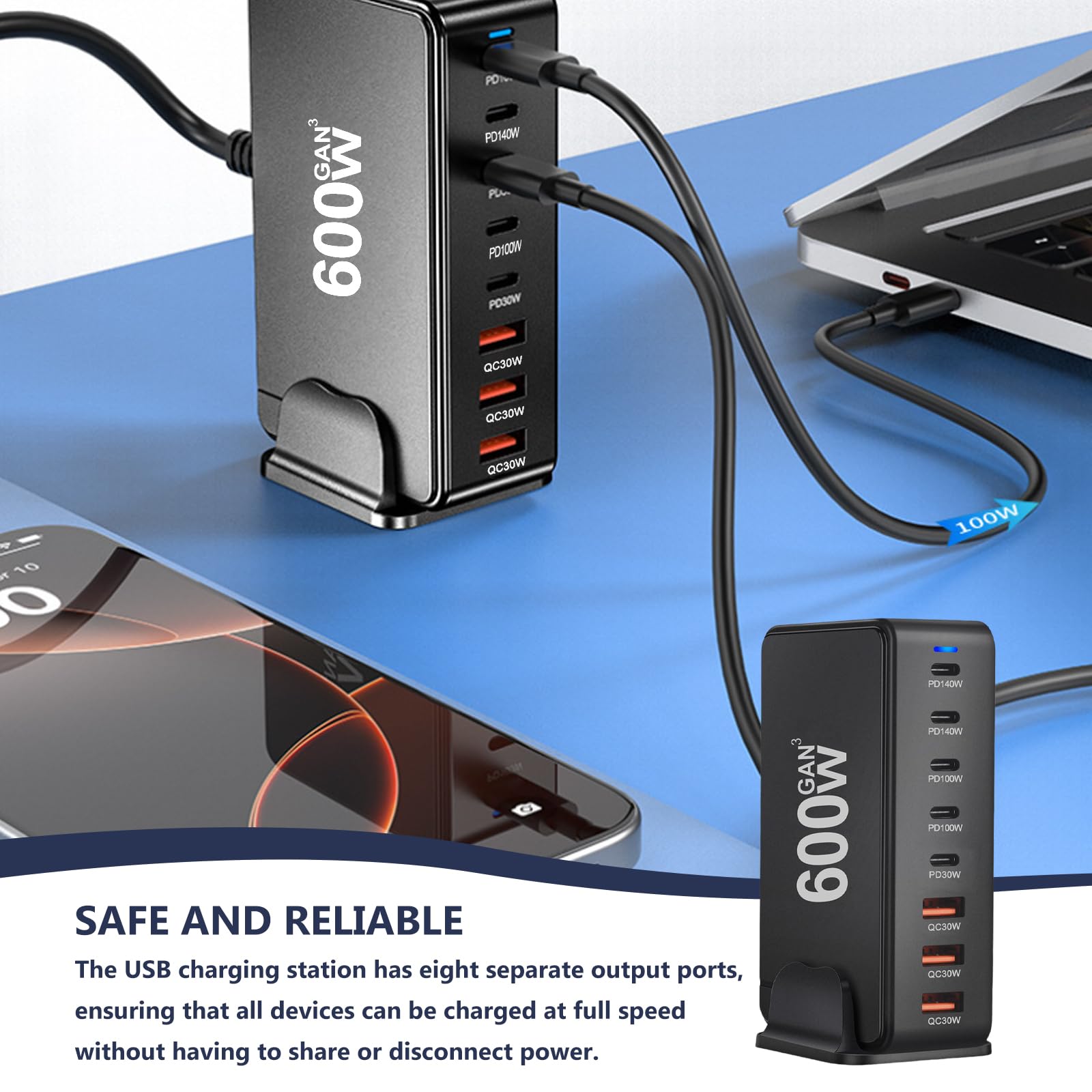 Compatibilità universale dimensione portatile 140W GAN PD 3.1 USB C caricatore d