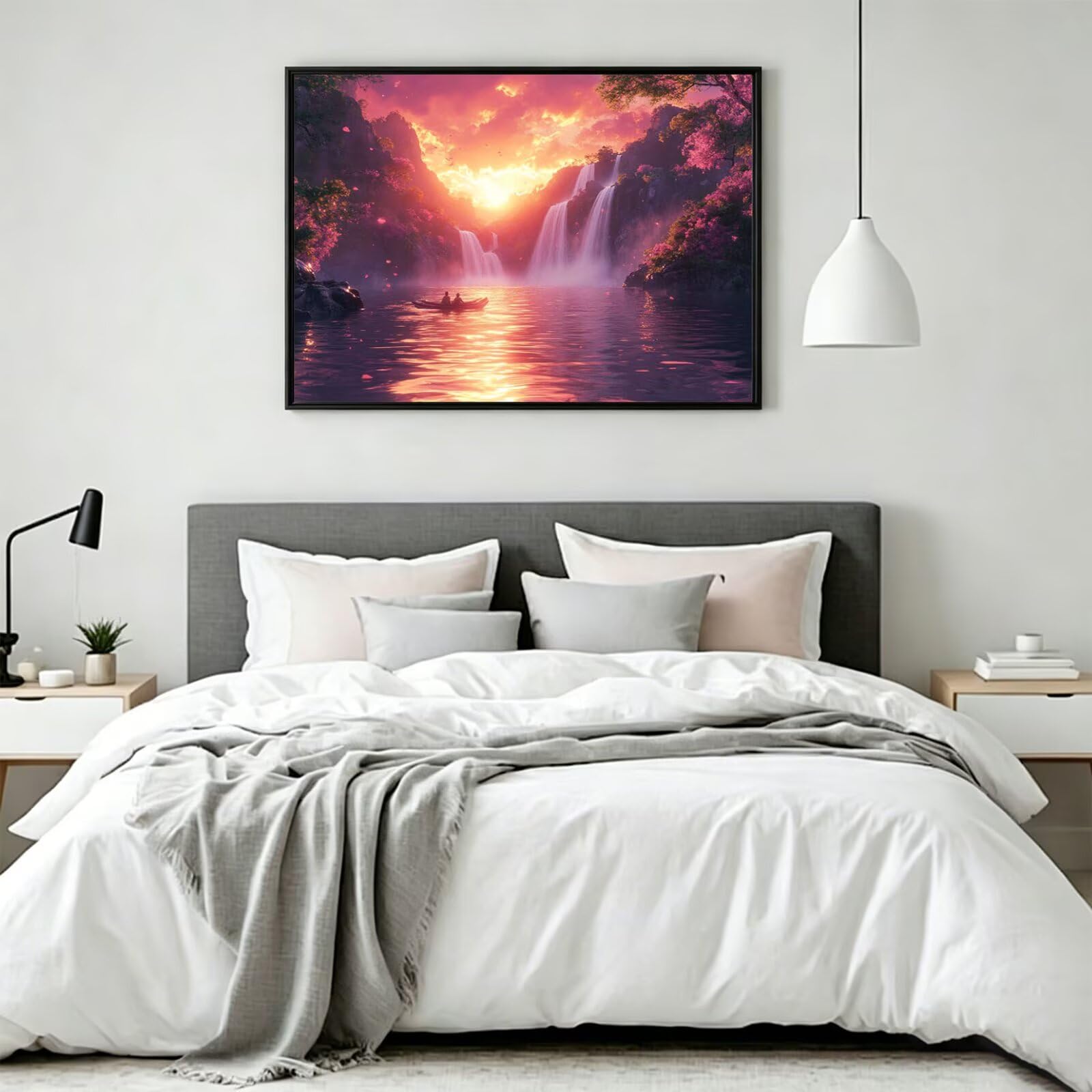 Pintar por Numeros Cascada Pinturas Acrilicas Atardecer Pintura por Numeros Lienzos para Pintar, Pintura Acrilica Manualidades, Decoración para Hogar, Regalos Cumpleaños, 90x120cm Sin Marco, q-718