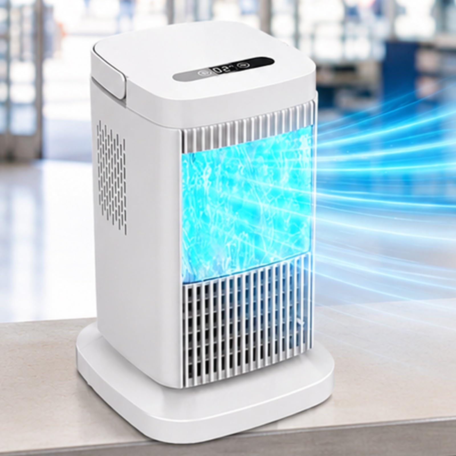 Climatizador Evaporativo Portátil, Mini Enfriador Evaporativo Portátil con 3 Velocidades Ajustables para el Hogar, la Oficina y el Dormitorio