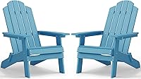 Vista 27 de MXIMU Silla Adirondack plegable para exteriores: fácil de montar y cómodas sillas Adirondack, juego de 2 sillas de plástico compuesto para todo tipo