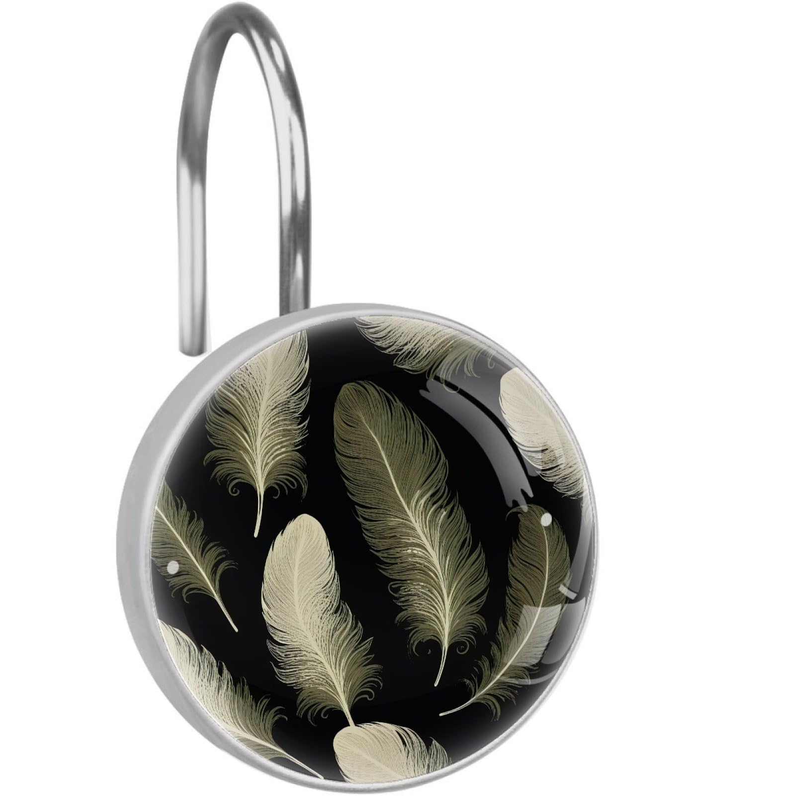 VAPOKF Decorative Shower Curtain Hook, Vintage Feather Rustproof Stainless Steel Shower Curtain Hook for Bathroom, Shower Curtain Hangers for Shower Rod