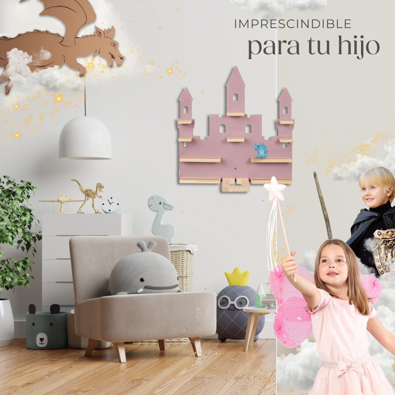 tectake® Estantería Madera para hasta 50 Tonies, Toniebox, Estantería Madera para Figuras Audio Toni, Organizador de Habitación Infantil, 12 Baldas y Guía de Cables, Diseño Resistente y Seguro