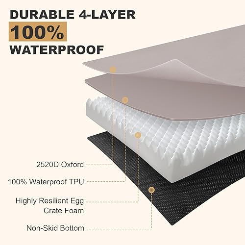 Miniatura 2 de Camas indestructibles para perros grandes, cama ortopédica de espuma viscoelástica para mascotas con tela Oxford, cama impermeable para perros al