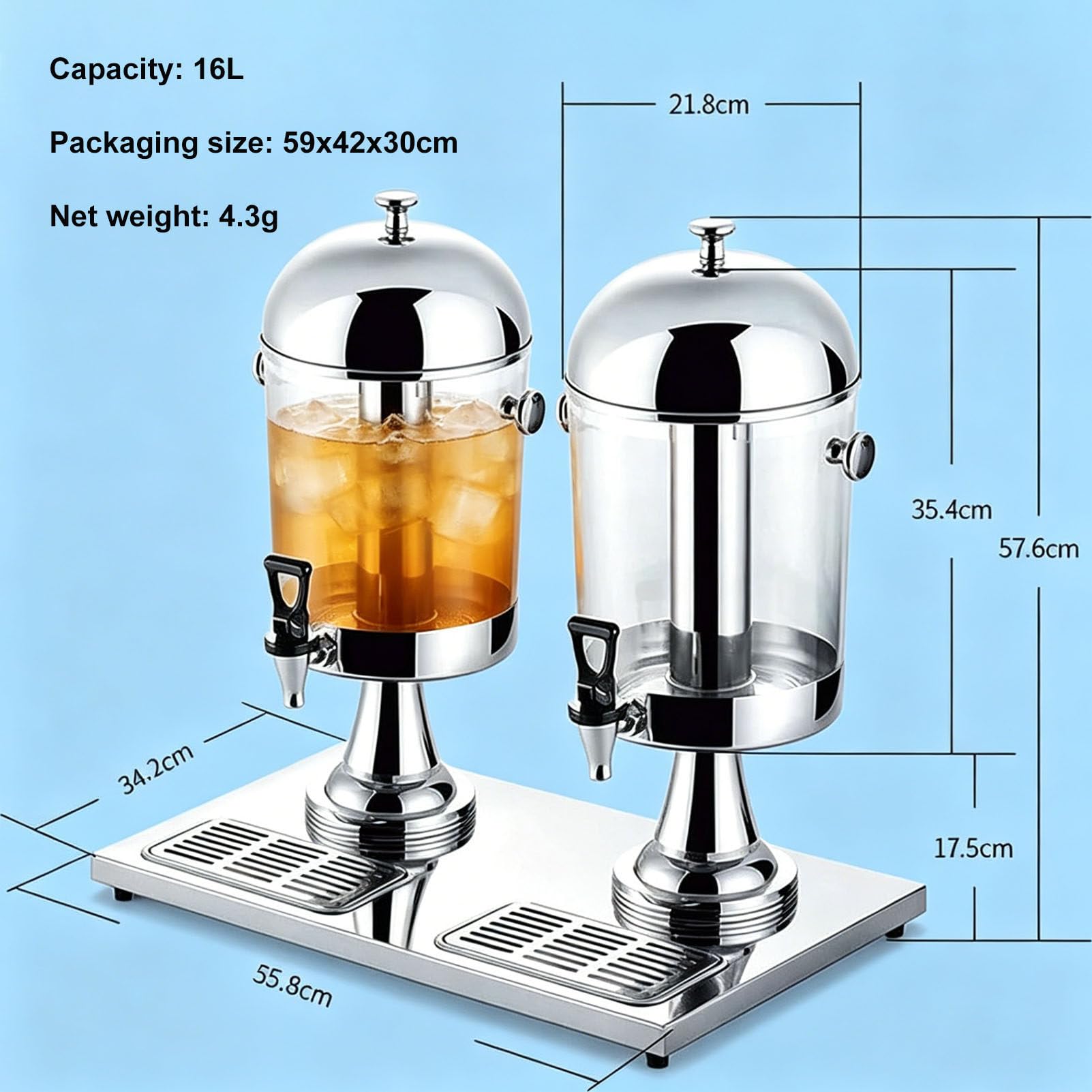 Dispensador de bebidas con grifo de acero inoxidable, dispensador de bebidas de vidrio de 6.3 galones para fiestas, eventos, autoservicio