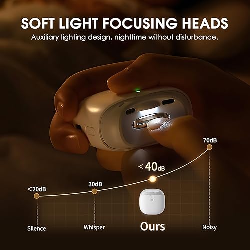 Miniatura 3 de Cortauñas eléctrico para recortadora de uñas de bebé, 2 en 1, cortaúñas eléctrico automático con luz LED, recargable por USB y 2 velocidades,