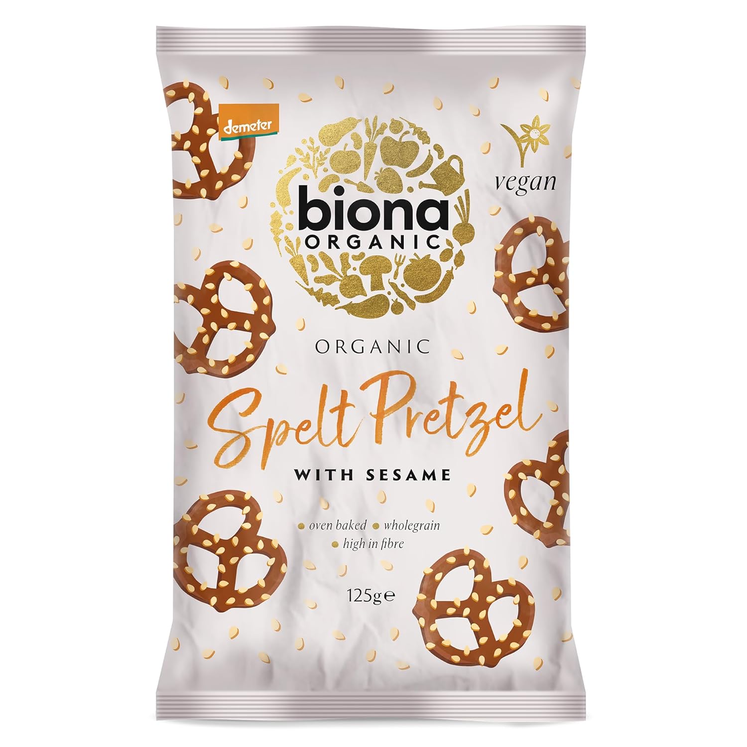 Biona Organic Spelt Sesame Pretzels 125 g (Pack of 4)