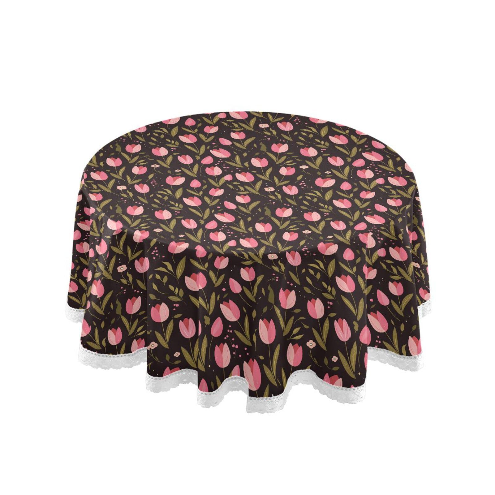 Nappes rondes en tissu tulipa vert pour table extérieure et décoration d'intérieur de jardin
