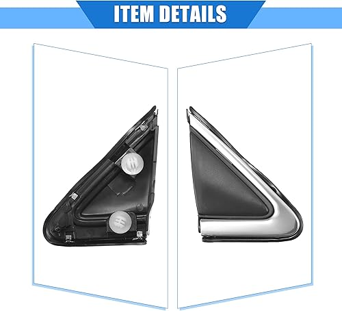 Miniatura 5 de Cubierta de bandera para espejo de puerta compatible con Nissan Sentra 2016-2019, plástico duradero negro para puerta delantera derecha