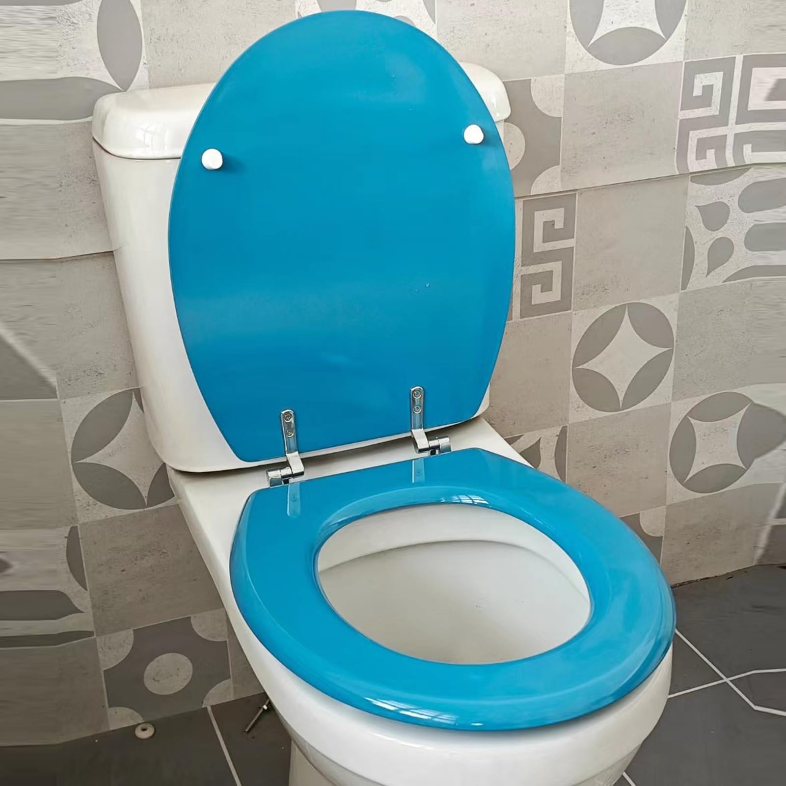 Deska sedesowa, deska sedesowa o dużej wytrzymałości i miękkim zamykaniu, łatwe w czyszczeniu regulowane zawiasy, deski sedesowe ze srebrnym brokatem(Color3)