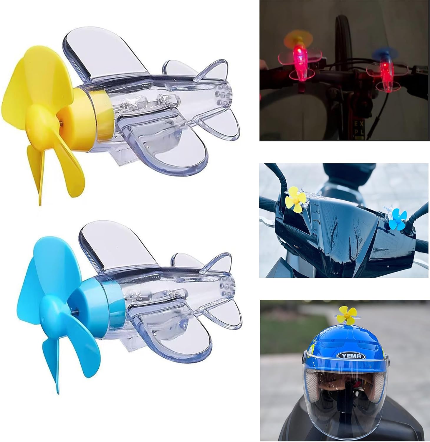 2PCS Bike Light Wind Rotating, Cute Bike Bell with LED Light, Motorcycle Accessories Ornaments, Spinning Light-UP Ambient Bike Decorations, Making Riding Safe, Funny and Cool