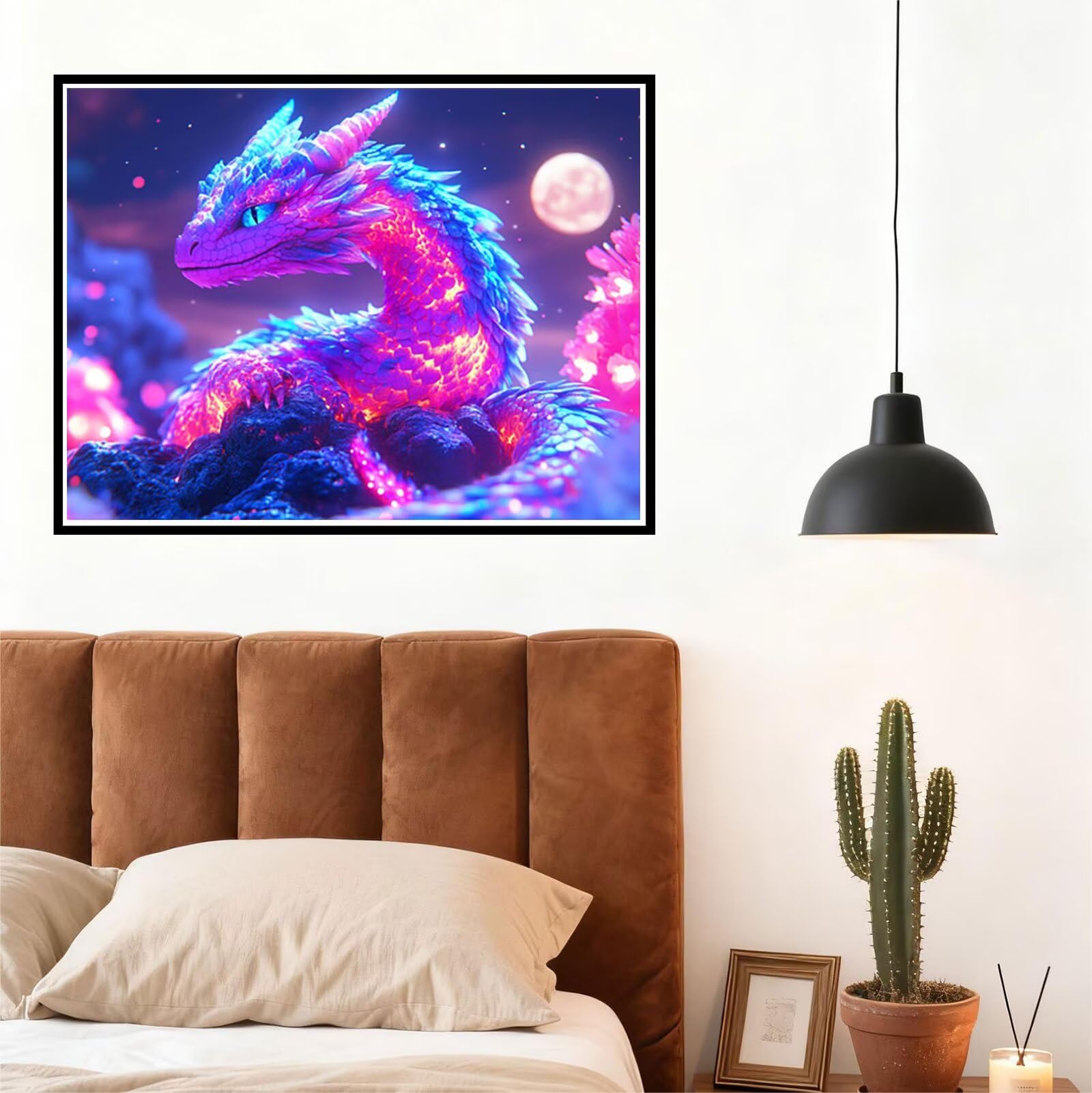 Peinture Numero Adulte Animal Coloriage par Numero Adulte Dragon DIY Paint by Numbers, avec Pinceaux Peinture Loisir Creatif Enfant Numéro D'art Cadeau Femme, Pour Decoration Maison 60x80cm H - 537