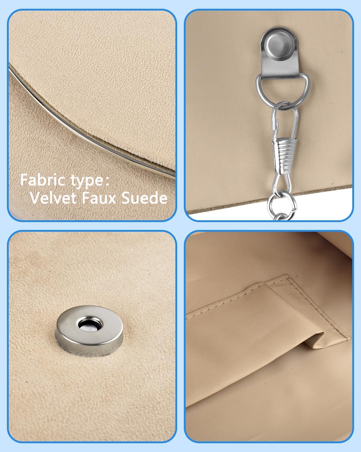 TINDTOP Clutch Purses for Women, Formal Evening Bags Suede Shoulder Envelope Party Handbags Wedding Cocktail Prom Clutches - Image 5