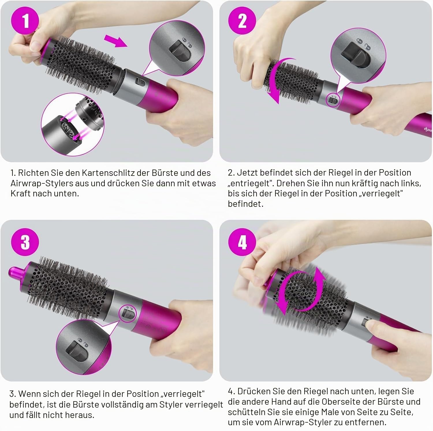 Runde Volumenbürste für Dyson für Airwrap Styler Aufsatzteil mit Adapter für Dyson Haartrockner Umwandlung auf Lockenstab Styler