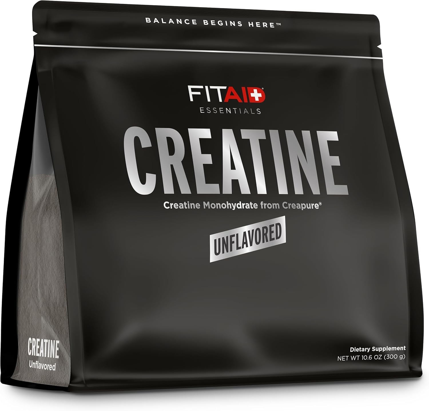 LIFEAID FITAID Creatine Monohydrate Powder, CreaPure, Unflavored, ATP Production for Weightlifting, Cycling, Zero Sugar, Smooth-Mixing, Easy on Stomach, Resealable, 60 Servings