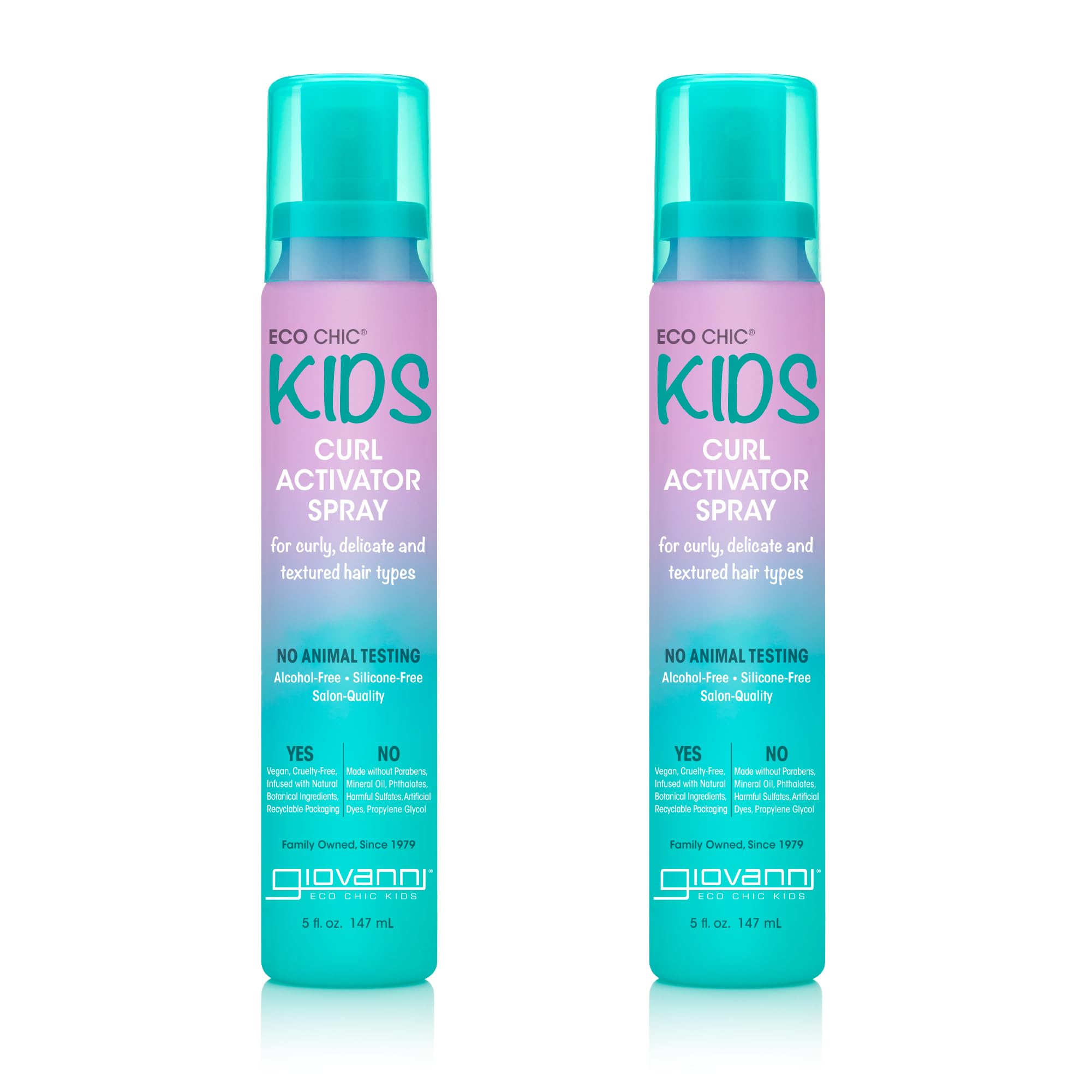 GIOVANNI Eco Chic Kids Curl Activator Spray - Curl Refresher Spray For Kids, Curl Refresher Spray For Curly Hair, Curl Revitalizer Spray For Curly